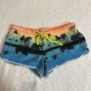 Tropical Sunset Print Shorts